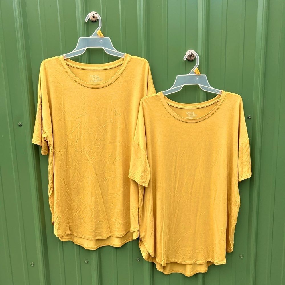 Womens Ultra Soft Short Sleeve Crew Neck Elongated Tunic T-Shirt 2-Pack Size L